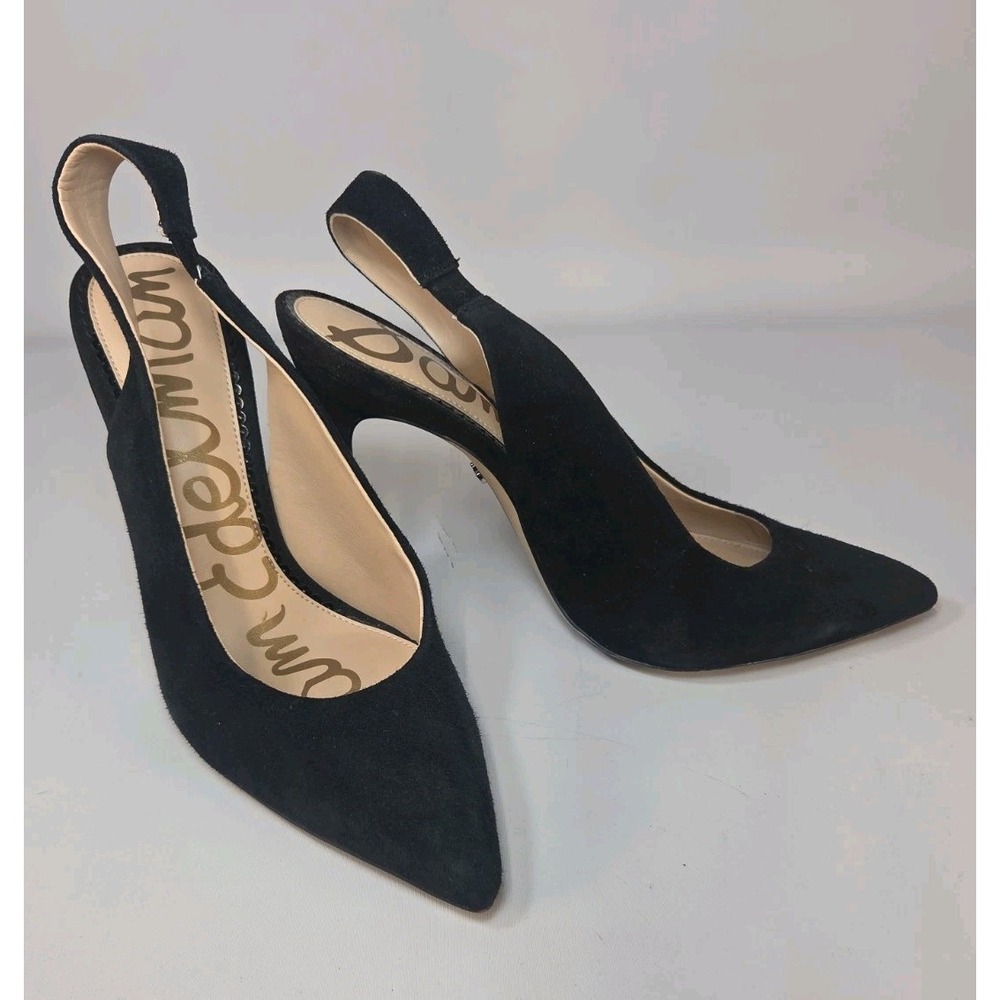 Sam Edelman Janna Black Suede Pointed Toe Slingback Stiletto Pumps Womens 9.5 M